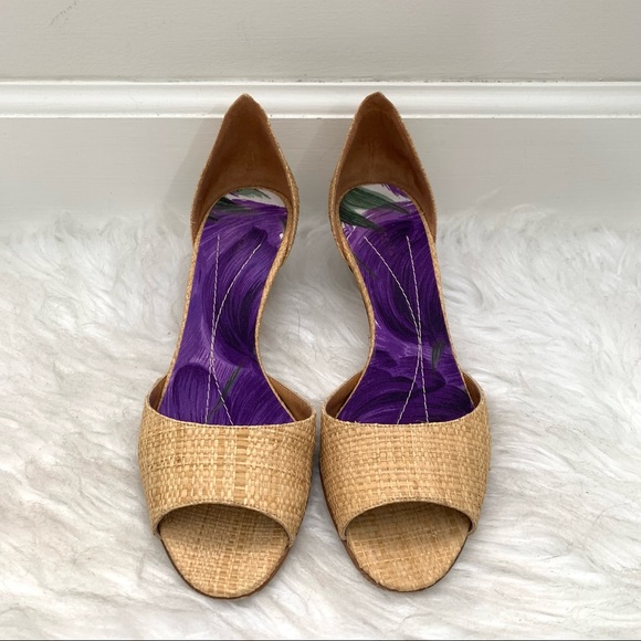 Kate Spade Eden Raffia Peep Toe Heels - Picture 4 of 9